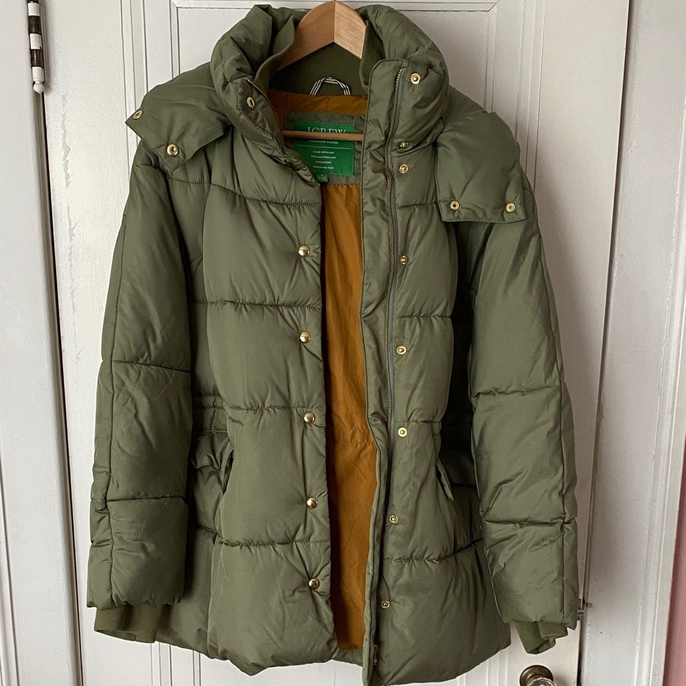 I. Crew Olive Green Puffer Jacket